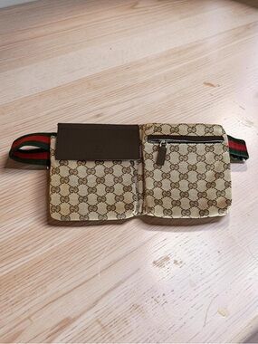 Authentic Vintage Gucci GG Canvas Web Stripe Belt Bag